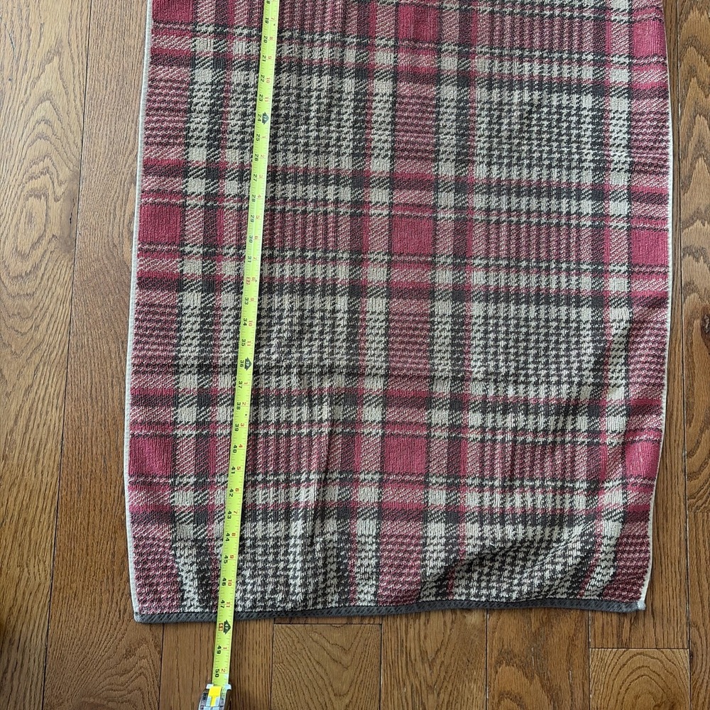 VTG Ralph Lauren bath towel Aragon Plaid Houndstooth Tartan Brown Red Tan Cotton - Picture 6 of 10